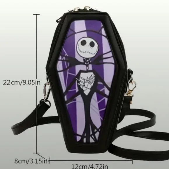 Jack Skellington Coffin Shaped cross body purse Bag Nightmare before Christmas - Picture 3 of 3